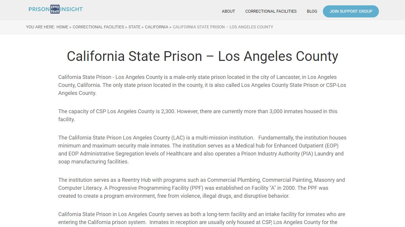 California State Prison – Los Angeles County - Prison Insight